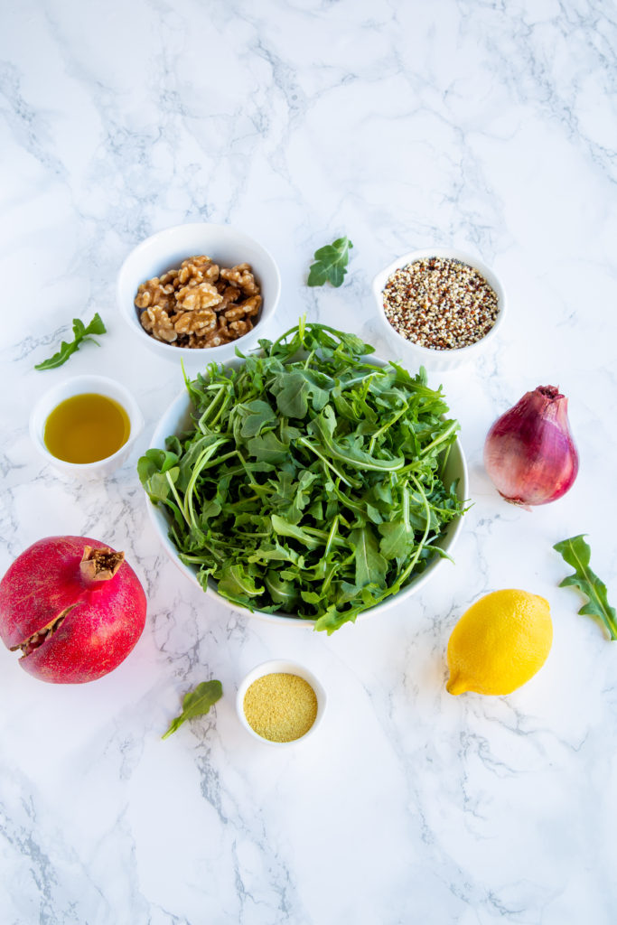 All the ingredients for Healthy Pomegranate Quinoa Salad