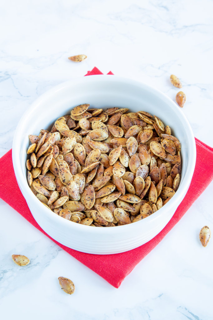 Final Roasted Pumpkin Seeds in serving bowl