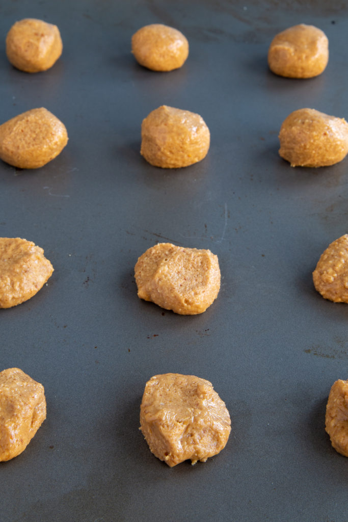 Peanut butter filling shaped and ready for Homemade Peanut Butter Cups