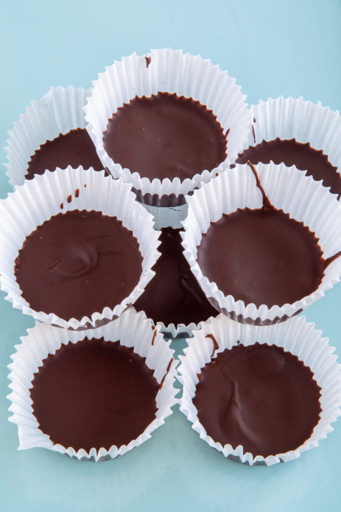 Final Package-Free Peanut Butter Cups stacked in paper containers