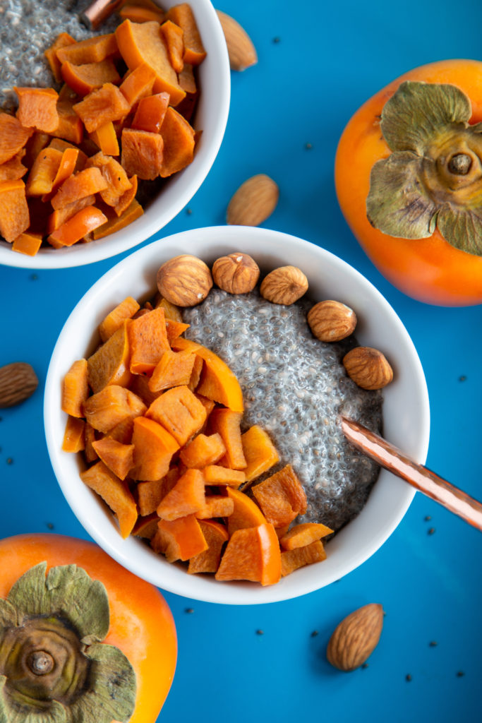 Overhead image of a cup of Chia Yogurt with Caramelized Persimmons