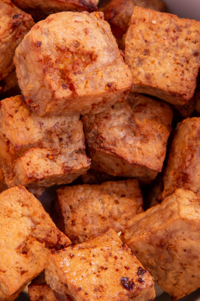 Up close photo of Easy Baked Tofu