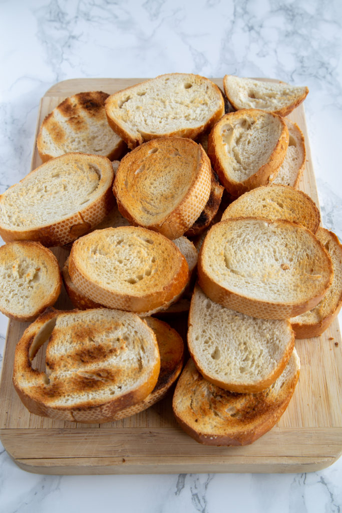 Toasted bread to dry out for stuffing