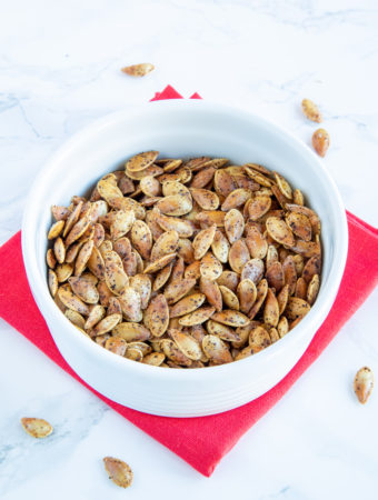 Final Roasted Pumpkin Seeds in serving bowl