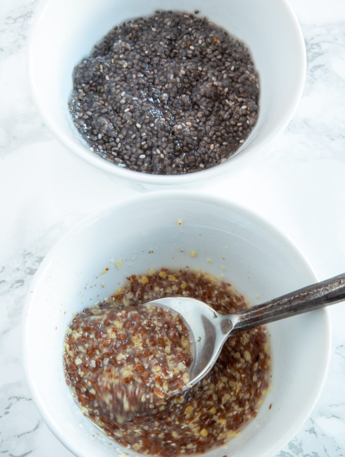 Final flax and chia eggs showing texture