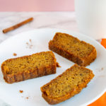 Sliced and plated Fresh Vegan Pumpkin Bread