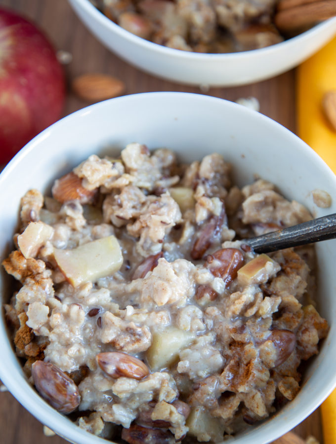 Fresh Apple Cinnamon Oatmeal with almond milk