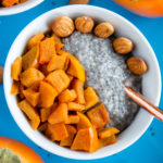 Overhead image of cup of Chia Yogurt with Caramelized Persimmons