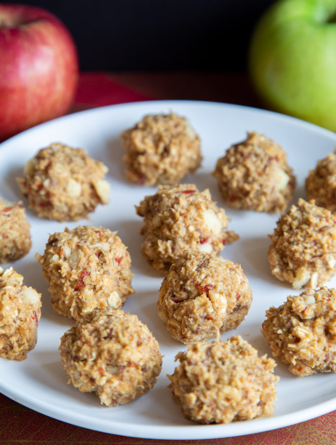 Apple Peanut Butter Bites on plate