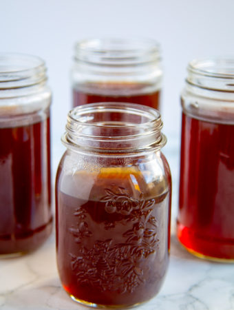 Jars of homemade Scrap Vegetable Broth